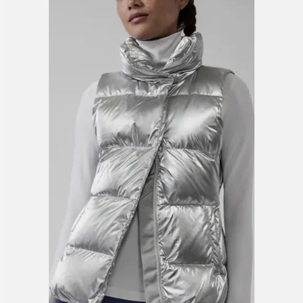 Athleta Silver Puffer Vest. Xxs. Like New! Only Worn A Few Times!